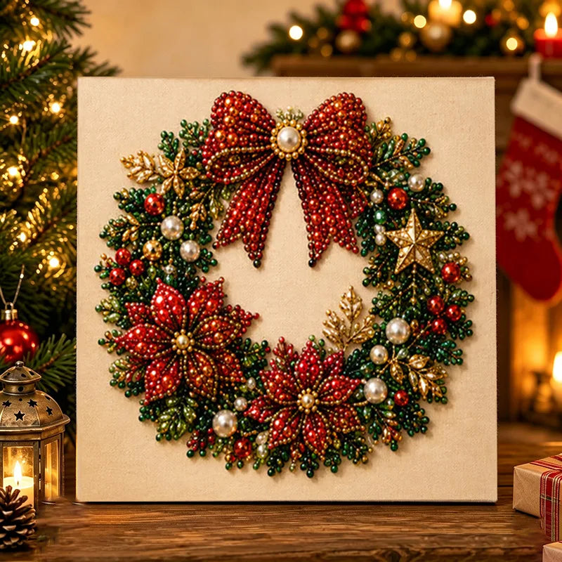 Christmas Pearl Painting Art Kit With Frame, DIY Pearl Art Craft Kit Diamond Dots Beads Handmade Painting For Home Decor Items