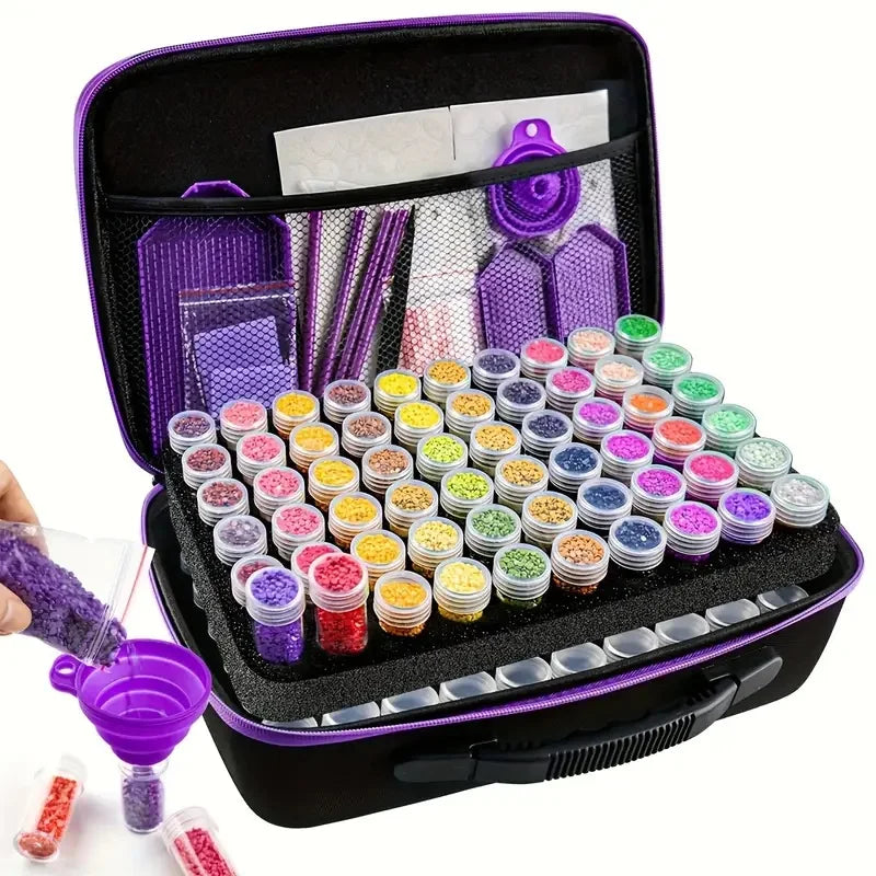 Diamond painting storage set, diamond painting storage container tool kit box, including various accessories and tools