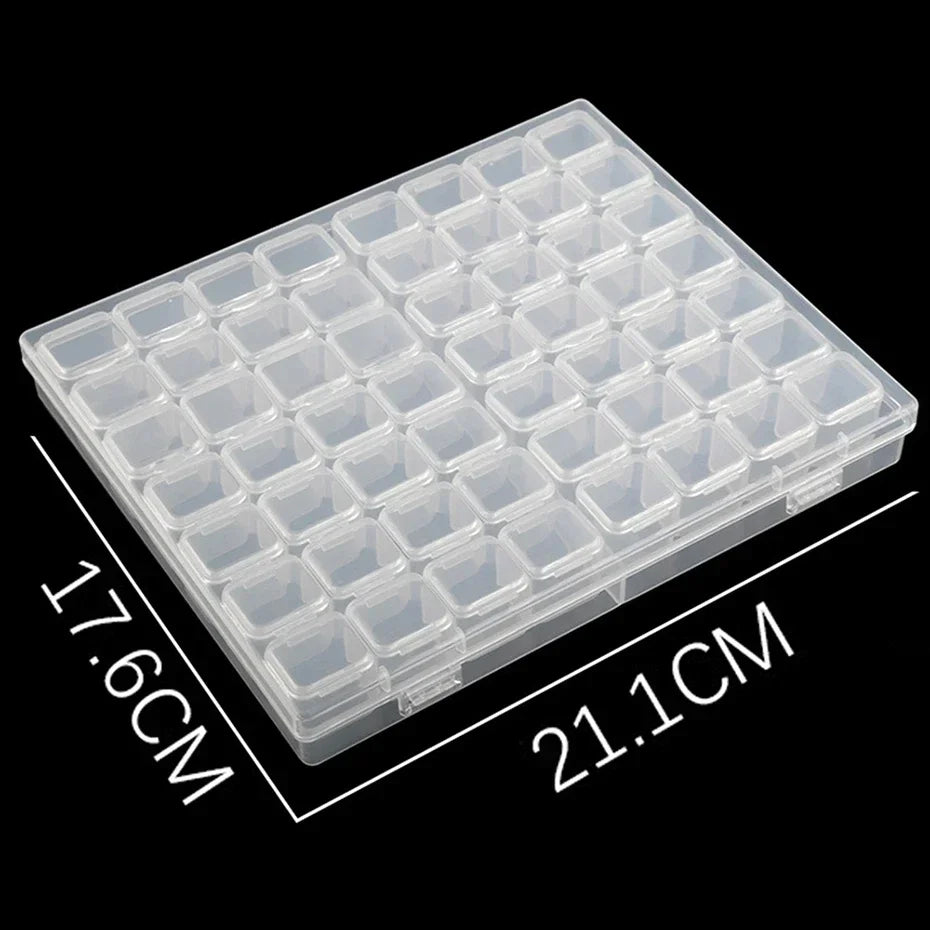 Diamond Painting Tools Sets with 64/56/42/28 Cells Plastic Storage Box Funnel Stickers etc Kit for Diamond Painting Embroidery