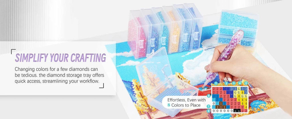 8pcs Diamond Painting Accessories Trays with Lids, Easy to Carry,2-in-1 Diamond Art Storage and Diamond Art Trays, Bead Storage
