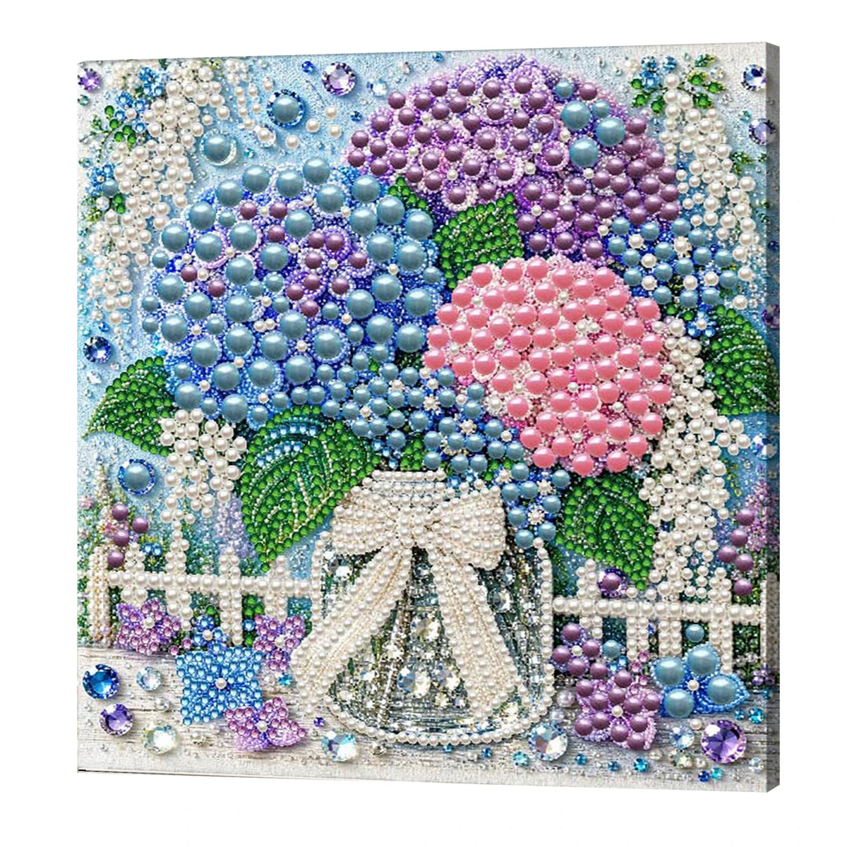 DIY Pearl Diamond Painting Kit Flowers Pearl Art Kits for Adults 7.87x7.87" Rhinestones Beads Diamond Art Kit with Framed Canvas