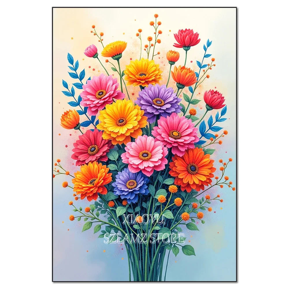 Large Size Bouquet Diamond Painting Kit Flower Diamond Mosaic Embroidery Cross Stitch Kit Art DIY Home Decor Gift