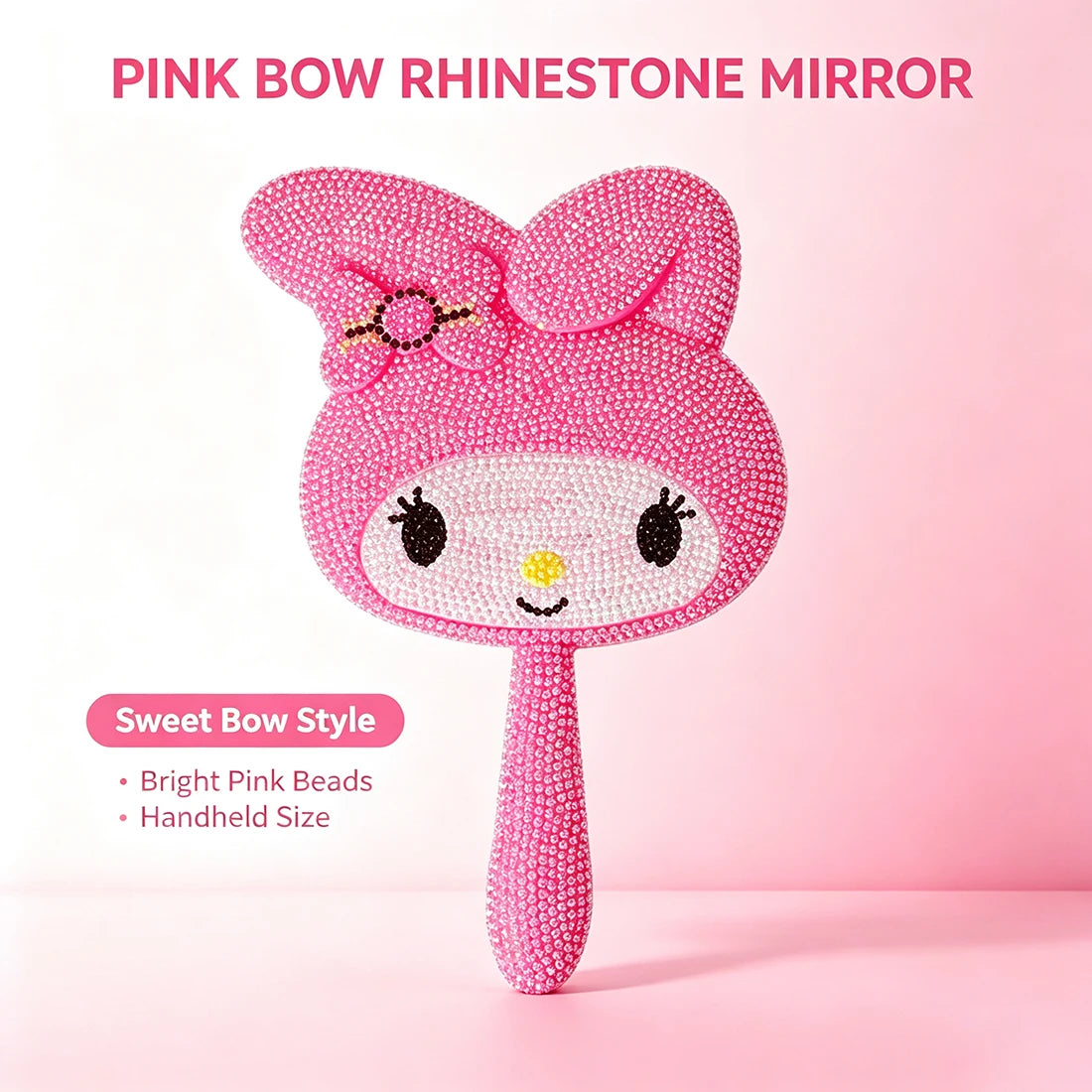 DIY Diamond Painting Kit Featuring My Melody Hello Kitty Kuromi - Cartoon Characters with Built-in Makeup Mirror for Home Decor