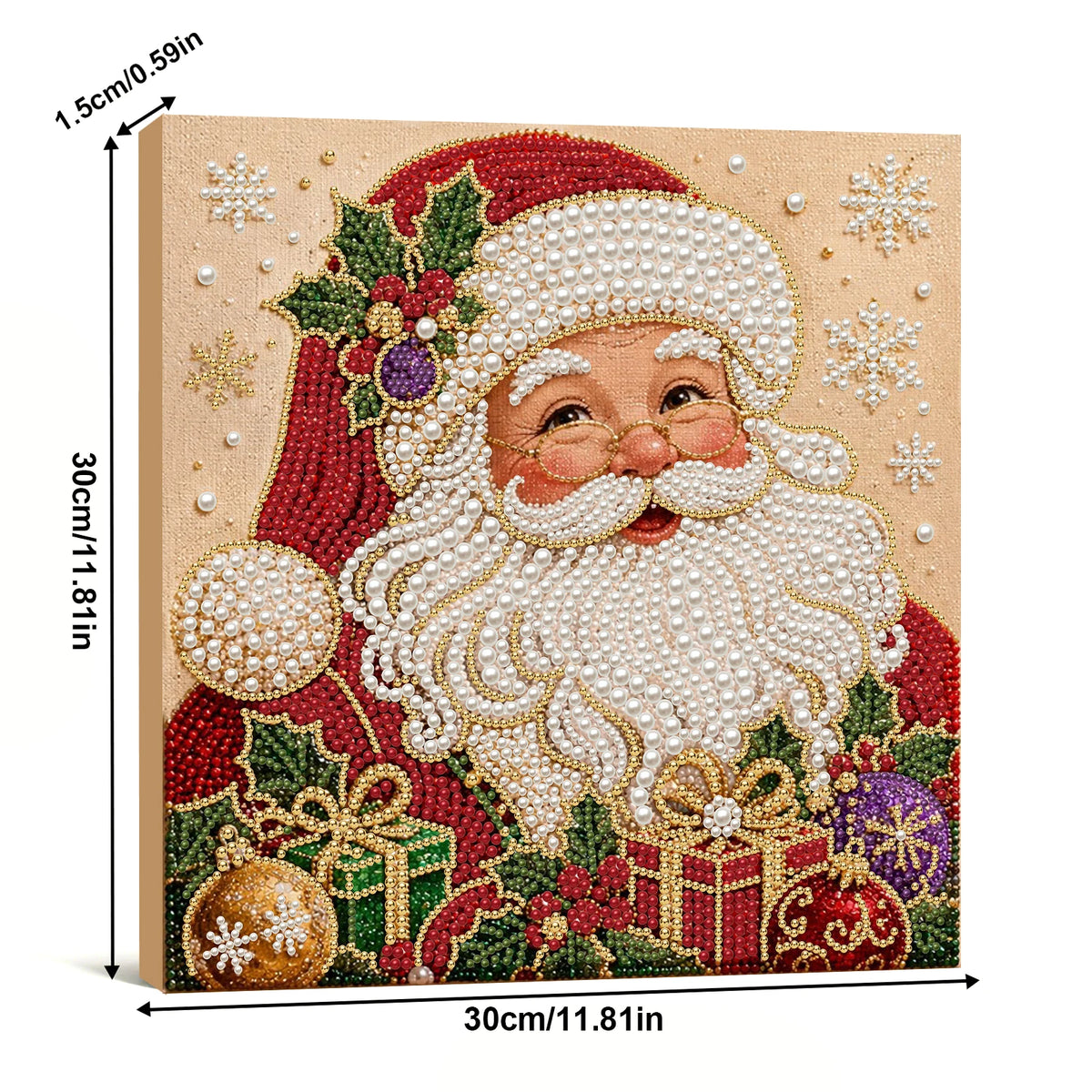 Christmas Pearl Diamond Painting Art Kit With Frame DIY Gemstone Diamond Dots Beads Craft Set Home Wall Art Decor Handmade Gift