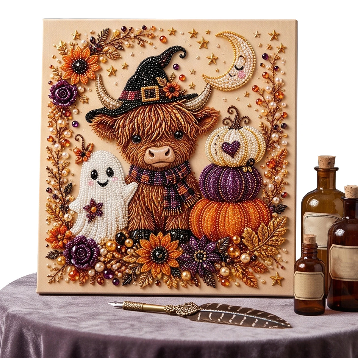 DIY Halloween Framed Diamond Art Pearl Painting Kit 7.87x7.87inch Pearl Diamond Dots Gem Art Craft Pearl Diamond Dots Painting