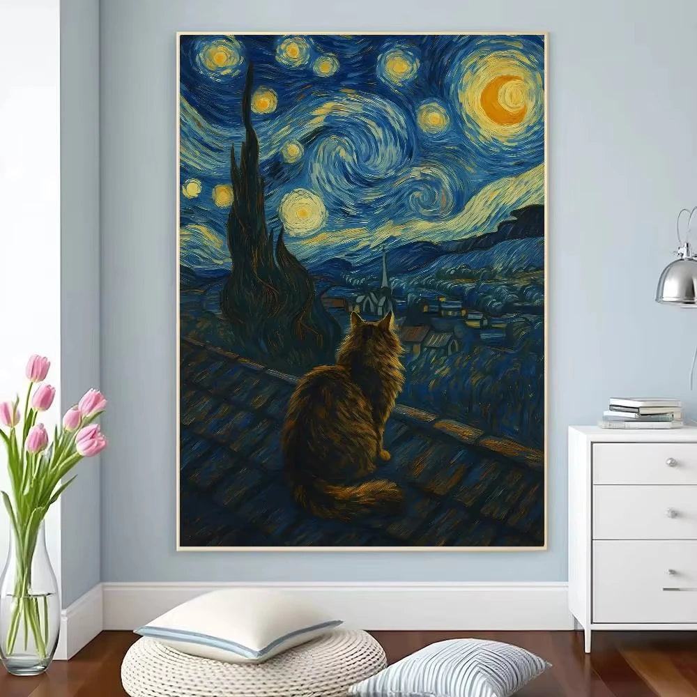 5D DIY Diamond Painting Kit Kawaii Cat Starry Night Water Lilies Art Full Drill Rhinestone Mosaic Wall Decor Craft Kit Home Gi