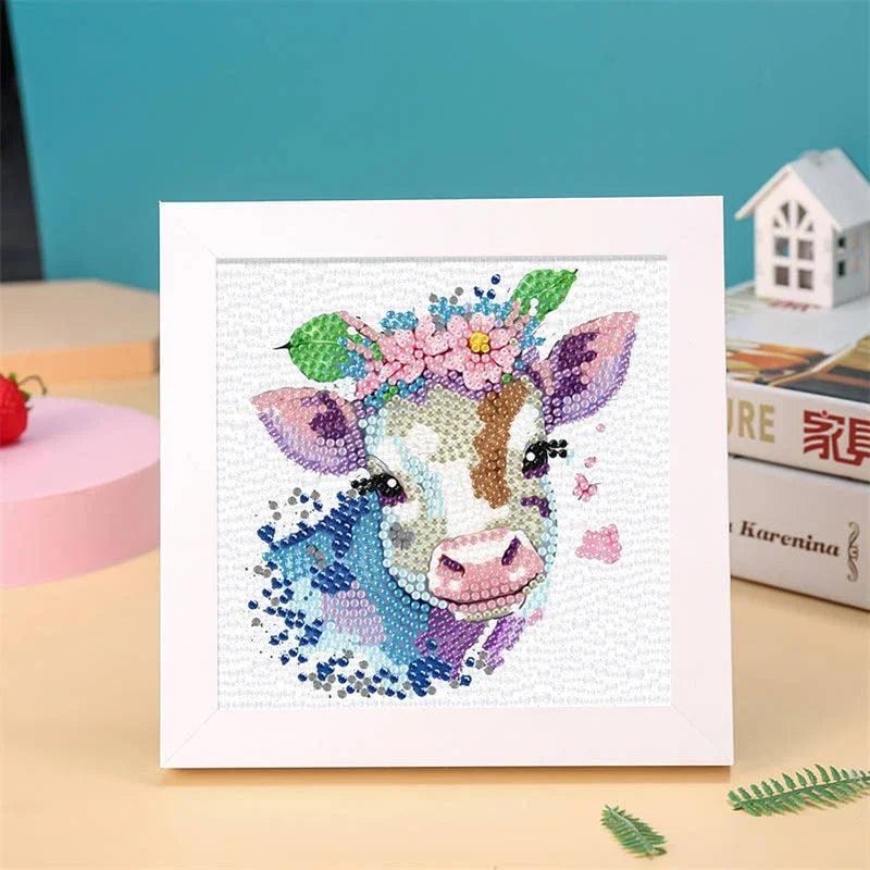 DIY Diamond Painting by Number Kits for Kids Cartoon Animal Crystal Diamond Embroidery for Up 5 Yesrs Old Children Gifts