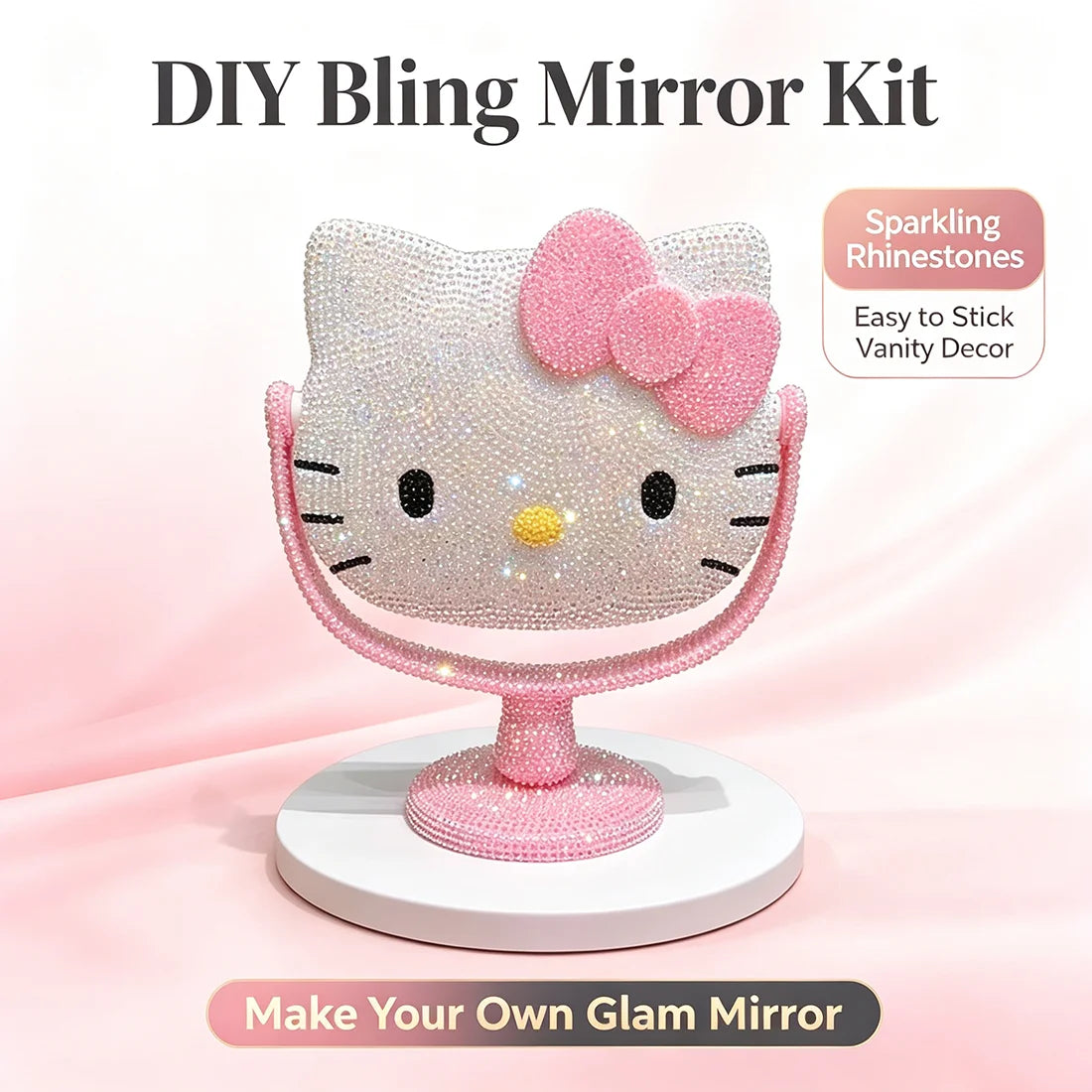 DIY Diamond Painting Kit Featuring My Melody Hello Kitty Kuromi - Cartoon Characters with Built-in Makeup Mirror for Home Decor
