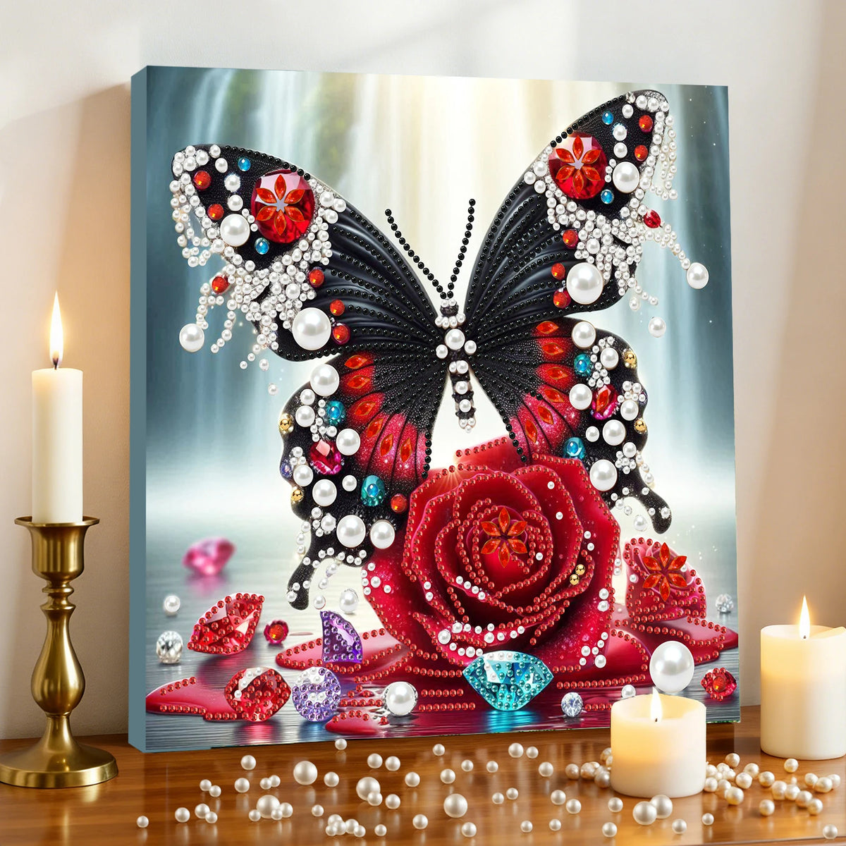 DIY Pearl Art Painting Set with Frame 9.84x9.84in Diamond Art Pearl Painting Kit for Adults Beginners Gift Idea Home Wall Decor
