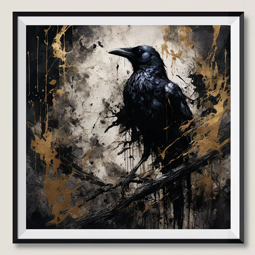 5D DIY Diamond Painting Kit - Mysterious Black Crow, Round Diamond Canvas Art DIY Handicrafts