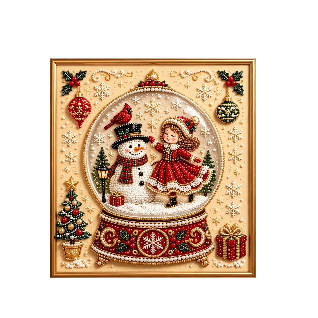 Framed Christmas Pearl Diamond Painting Kit DIY 3D Pearl Art Kits Home Wall Decor Holiday Gift Relaxing Handmade Diamond Art Set