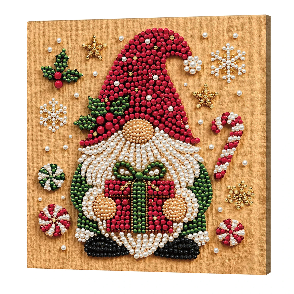 Christmas Pearl Diamond Painting Kit with Wooden Frame, Full Drill DIY Pearl Gem Art Craft Set, Home Decor Handmade Gift 20x20cm