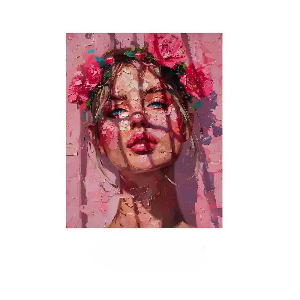 Diamond Painting Kit  Flower Art Girl 5D DIY Full Drill Diamond Art Floral Female Portrait Canvas for Bedroom or Living Decor