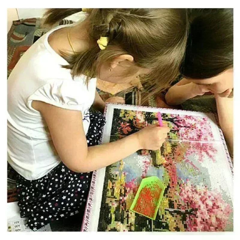 This AB 5D DIY Diamond Painting Kit Features a cartoon Christmas Castle Design and Is an Ideal Choice for Beginners.