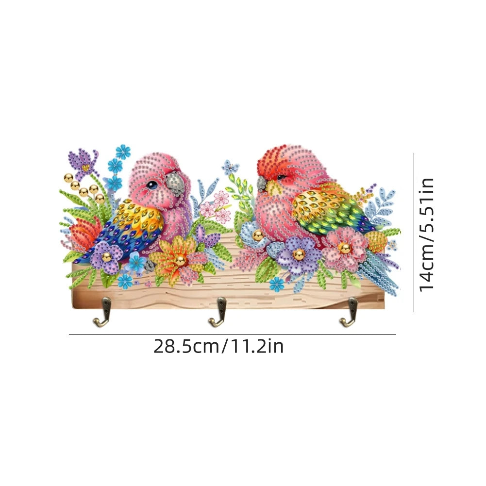 DIY Animal Diamond Painting Kit with Wooden Hanger And 3 Wall Hooks for Display Artwork Home Decor Craft Kit