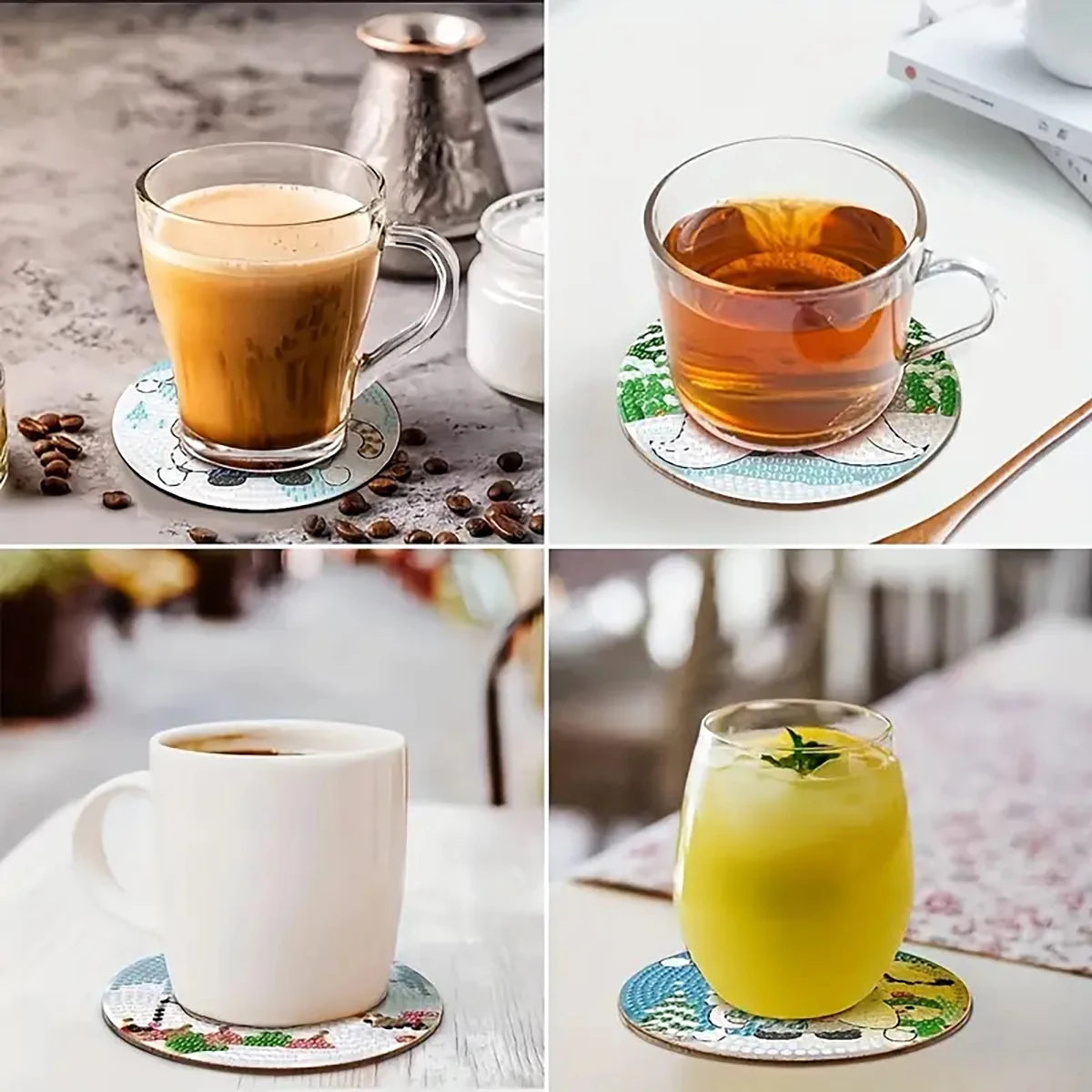 Transform Your Space with DIY Diamond Painting Coasters - 8 Piece Handmade Set Featuring Adorable Dog Designs