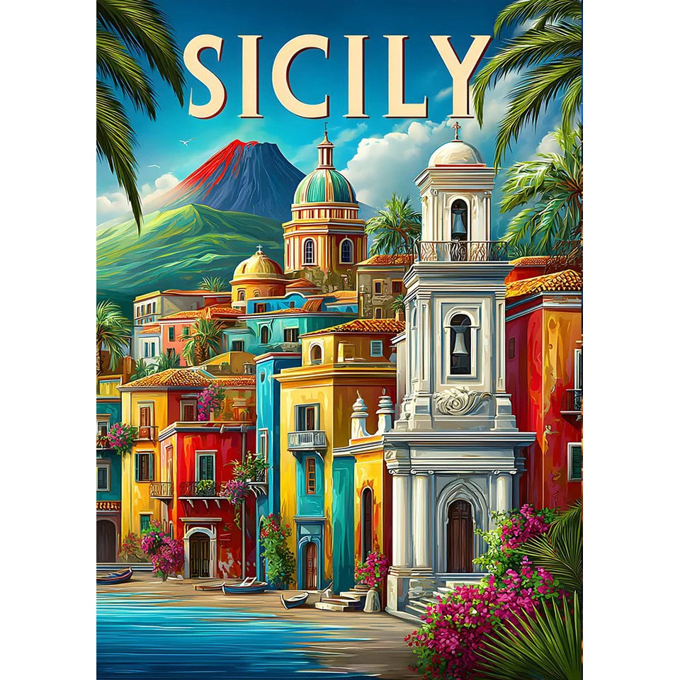 Diamond Painting Kit New York, Tokyo City Scenery Decoration DIY Full Drill World City Scenery Mosaic Cross Embroidery Set Gifts