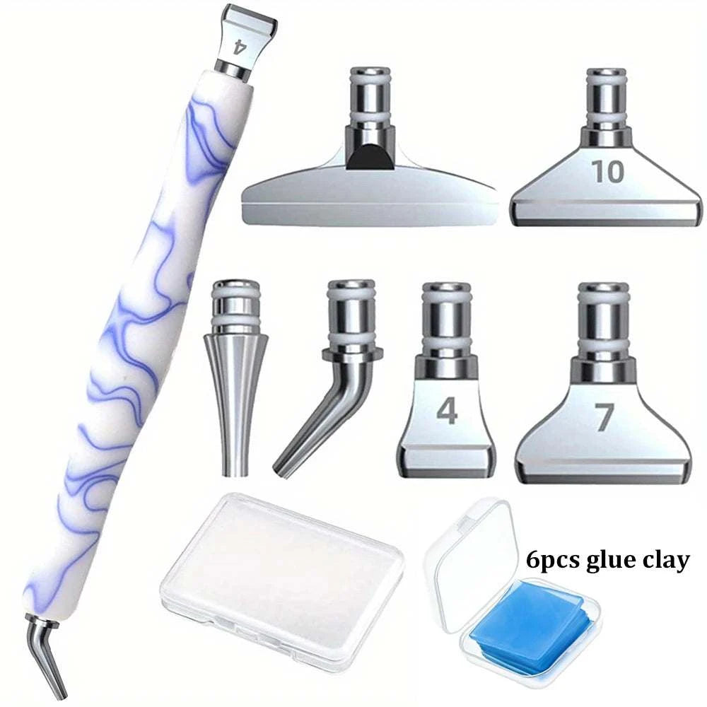 Diamond Painting Pen Accessories Tools Set Exquisite Stainless Steel Metal Pen Tips Ergonomic Art Drill 6 Painting Glue Clay DIY