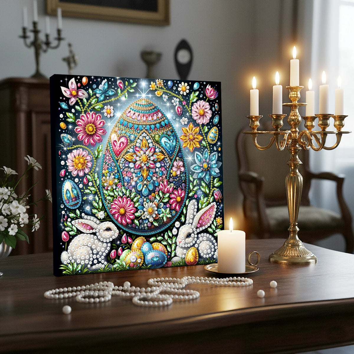 DIY Pearl Art Painting Set with Frame 9.84x9.84in Diamond Art Pearl Painting Kit for Adults Beginners Gift Idea Home Wall Decor
