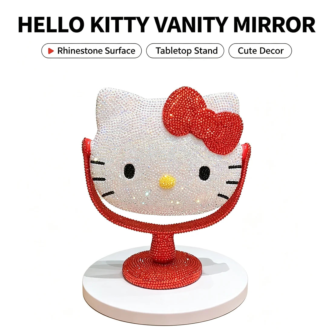 DIY Diamond Painting Kit Featuring My Melody Hello Kitty Kuromi - Cartoon Characters with Built-in Makeup Mirror for Home Decor
