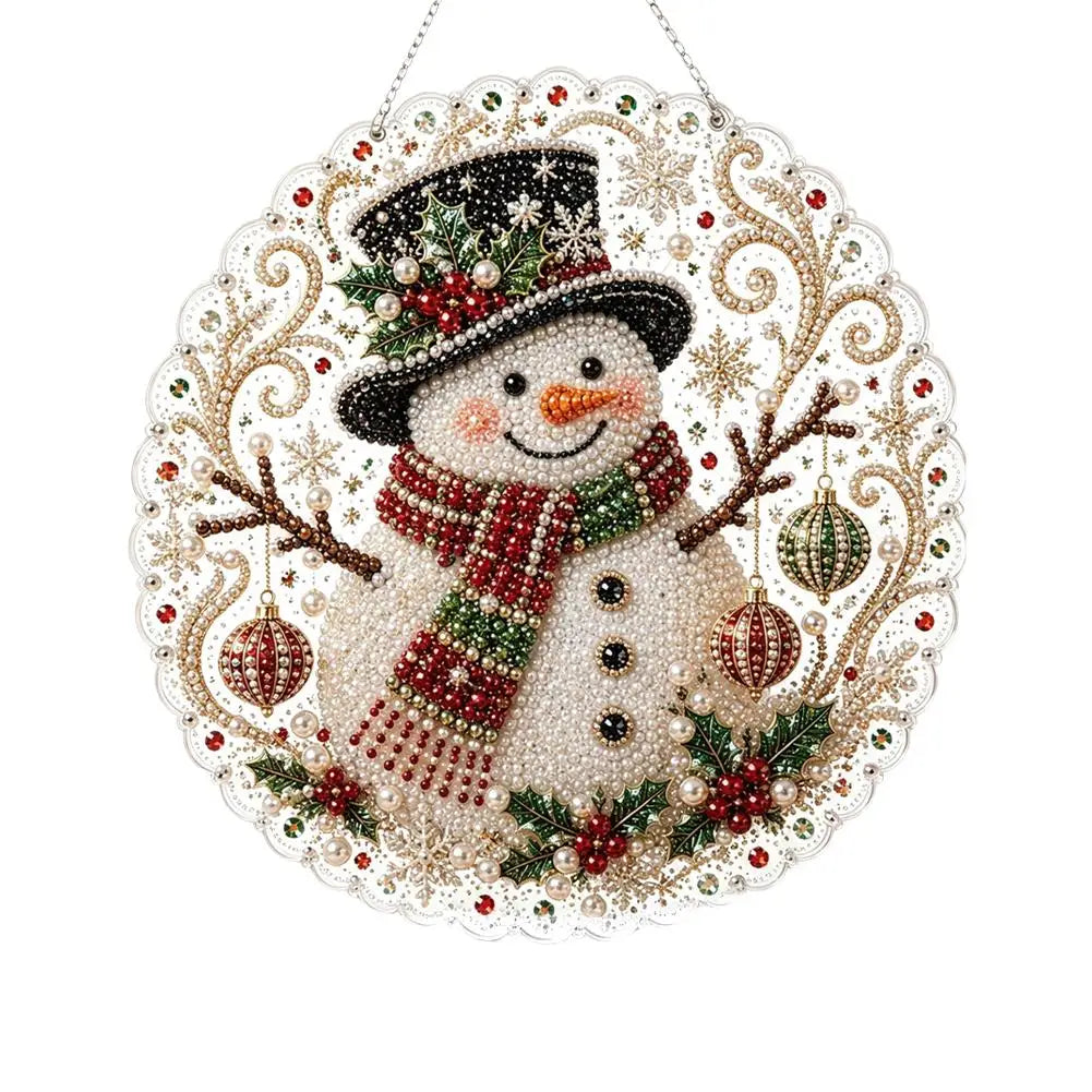 Pearl Diamond Painting Suncatcher Kit Diy Craft Acrylic Round Board With Lace Edge Pearl Beads Craft Christmas Diamond Painting