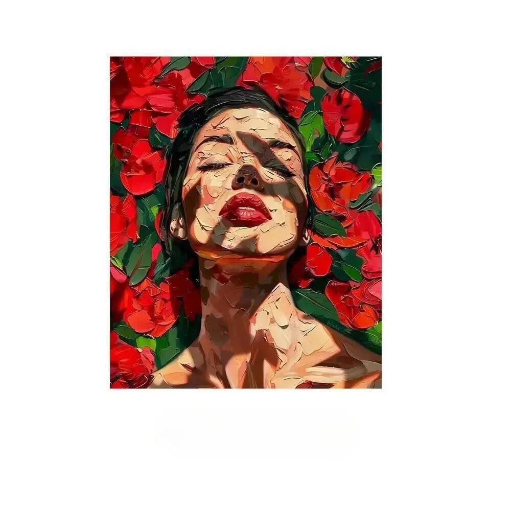 Diamond Painting Kit  Flower Art Girl 5D DIY Full Drill Diamond Art Floral Female Portrait Canvas for Bedroom or Living Decor