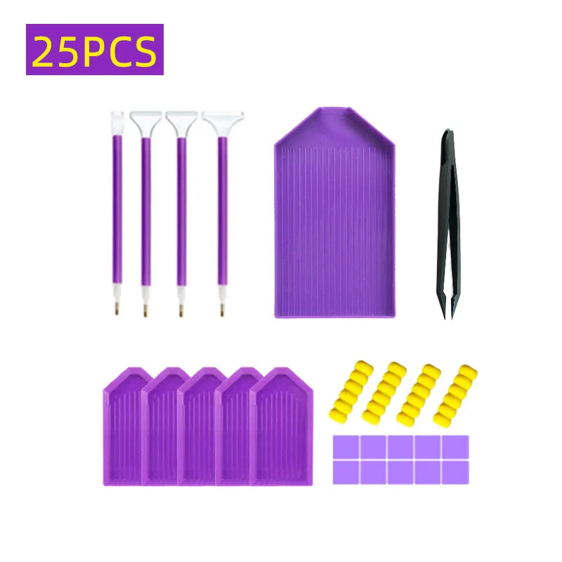 5D DIY Diamond Painting Tools Kits Drill Plate Tool Set Mosaic Glue Pen Kit Storage Containers Diamond Embroidery Accessories
