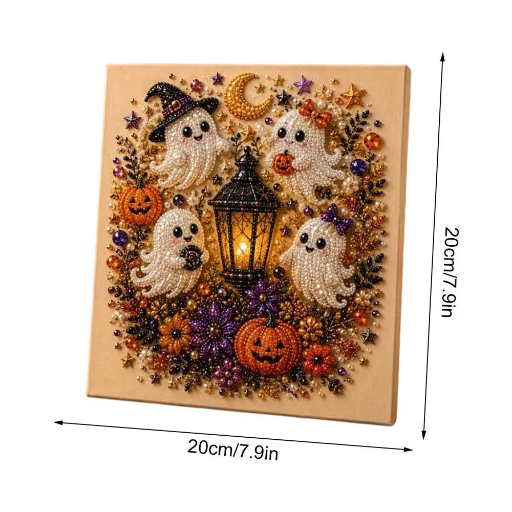 DIY Halloween Framed Diamond Art Pearl Painting Kit 7.87x7.87inch Pearl Diamond Dots Gem Art Craft Pearl Diamond Dots Painting