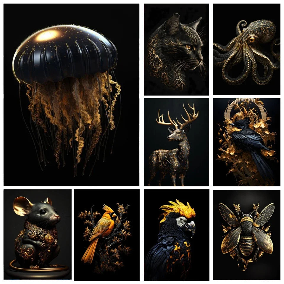 DIY Diamond Painting Kits - Transform Your Space with a Stunning Black and Gold Crow Design