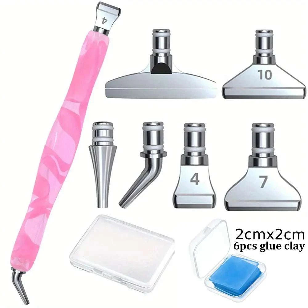 Diamond Painting Pen Accessories Tools Set Exquisite Stainless Steel Metal Pen Tips Ergonomic Art Drill 6 Painting Glue Clay DIY