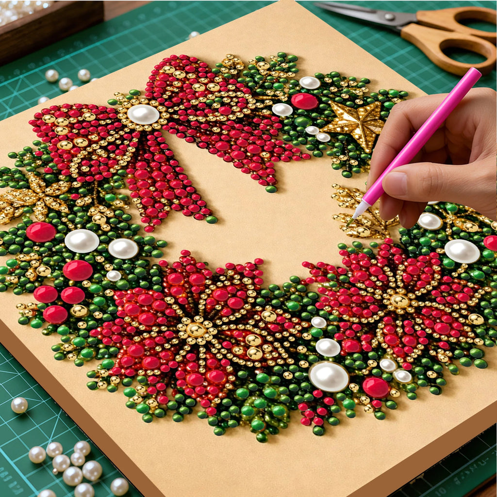 Christmas Pearl Diamond Painting Art Kit With Frame 7.87x7.87in DIY Pearl Gem Paintings Picture Arts Craft for Home Wall Decor