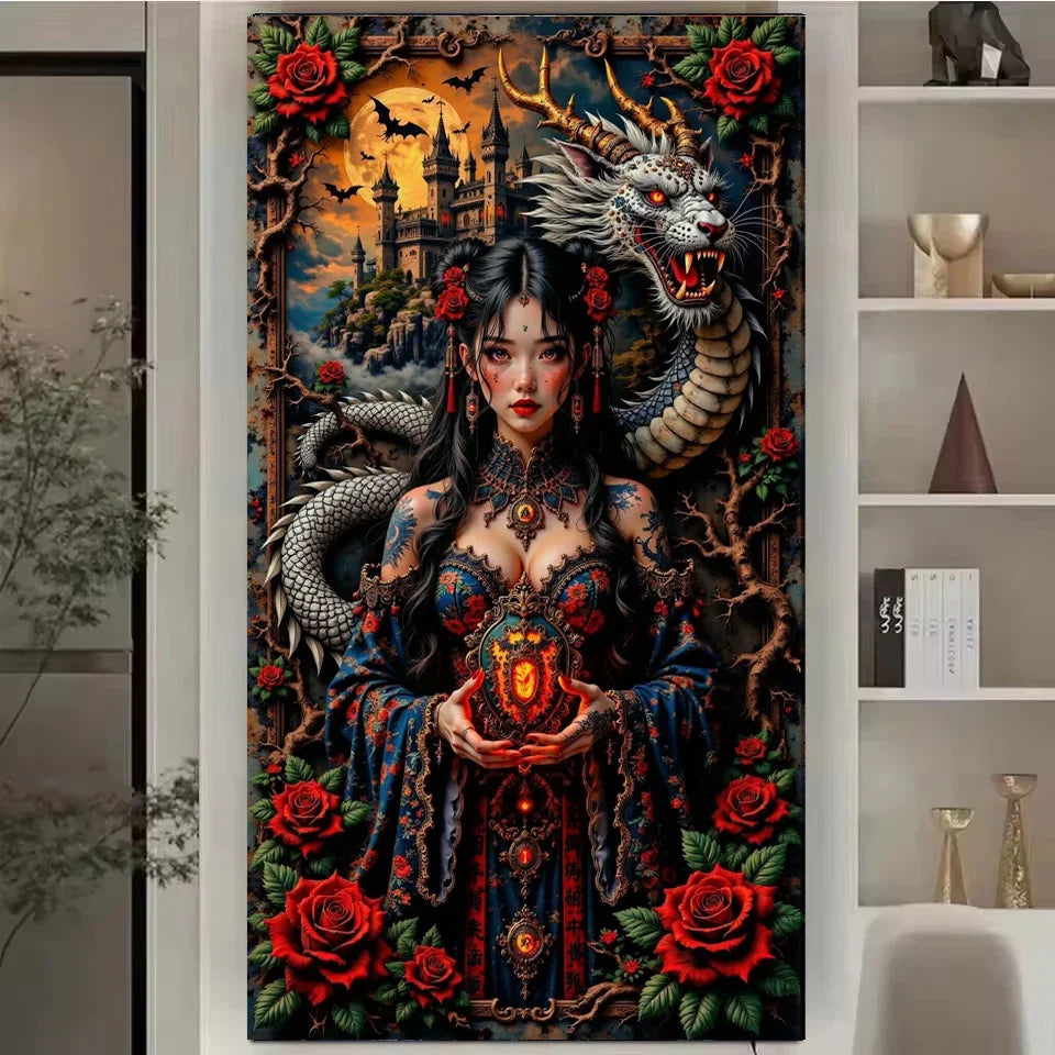 Dragon And Woman diy Diamond Painting Kits for Adults,Diamond Art For Beginner,Full Diamond Mosaic For Decor Gift Big Size
