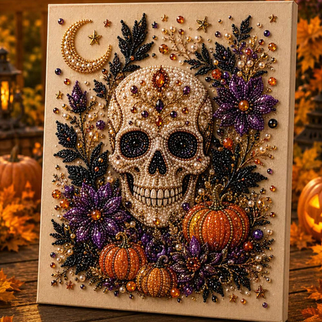 DIY Halloween Framed Diamond Art Pearl Painting Kit 7.87x7.87inch Pearl Diamond Dots Gem Art Craft Pearl Diamond Dots Painting