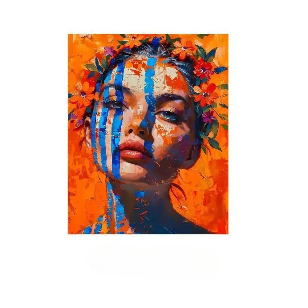 Diamond Painting Kit  Flower Art Girl 5D DIY Full Drill Diamond Art Floral Female Portrait Canvas for Bedroom or Living Decor