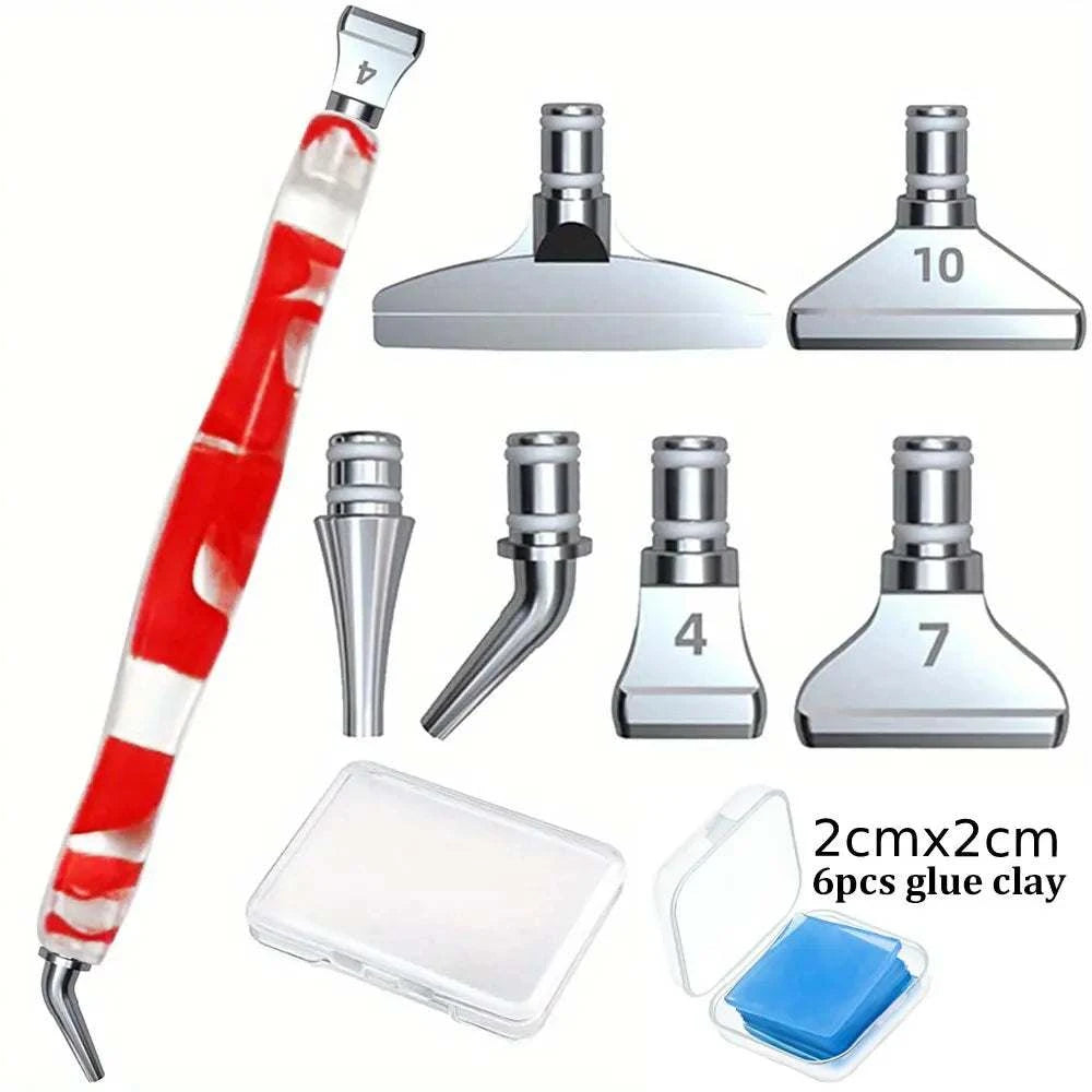 Diamond Painting Pen Accessories Tools Set Exquisite Stainless Steel Metal Pen Tips Ergonomic Art Drill 6 Painting Glue Clay DIY