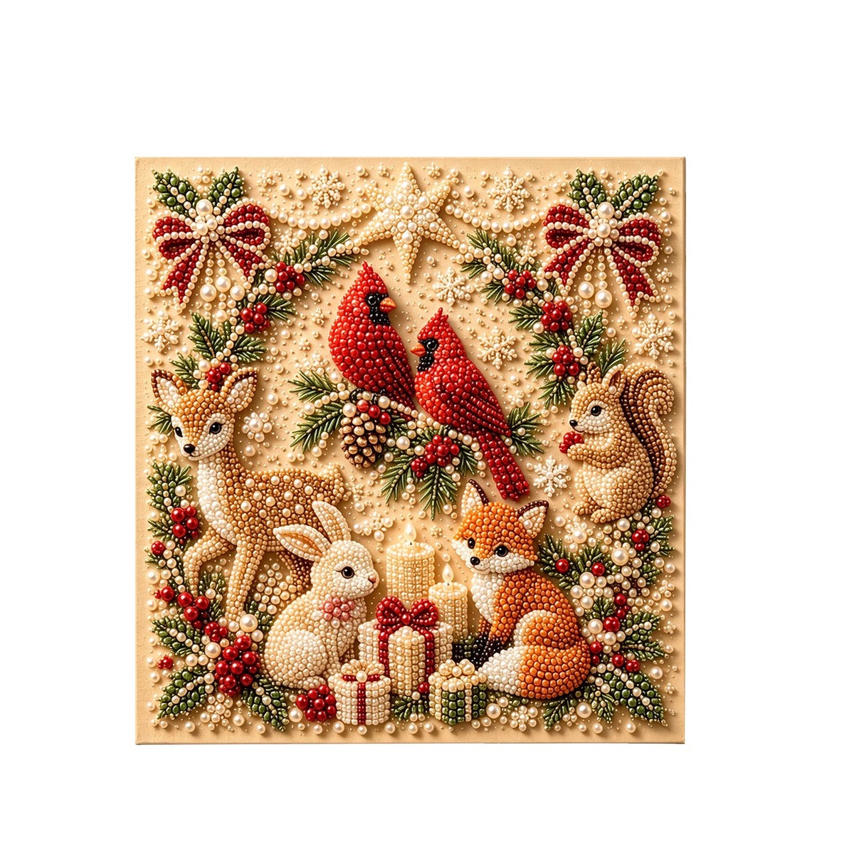 Framed Christmas Pearl Diamond Painting Kit DIY 3D Pearl Art Kits Home Wall Decor Holiday Gift Relaxing Handmade Diamond Art Set