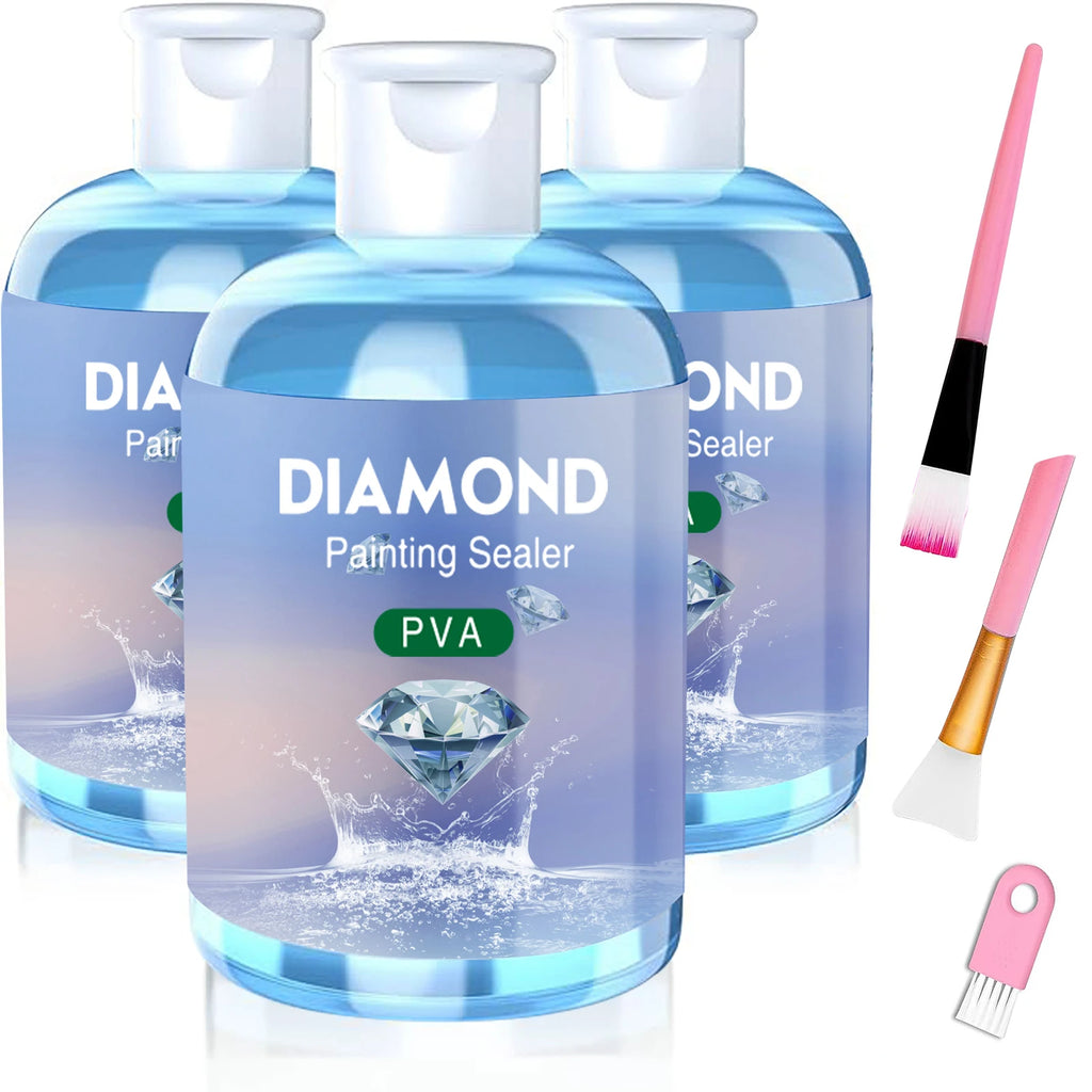 Diamond Painting Sealer Glue Kits 120ML with 3 Pcs Brushes Puzzle Glue Diamond Painting Accessories and Tools for Adults