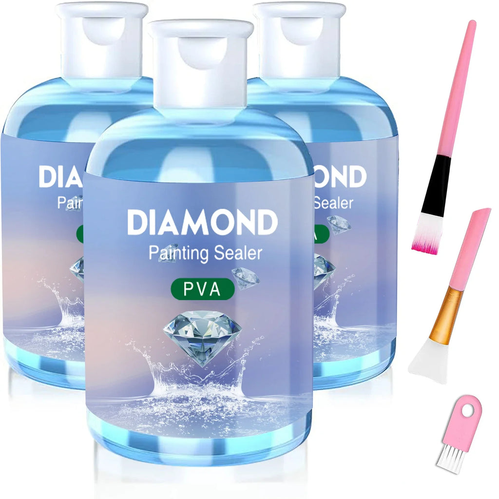 Diamond Painting Sealer Glue Kits 120ML with 3 Pcs Brushes Puzzle Glue Diamond Painting Accessories and Tools for Adults