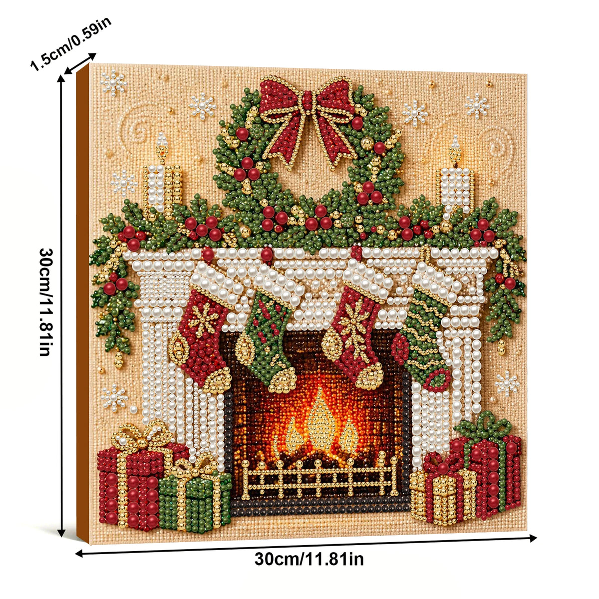 Christmas Pearl Diamond Painting Art Kit With Frame DIY Gemstone Diamond Dots Beads Craft Set Home Wall Art Decor Handmade Gift