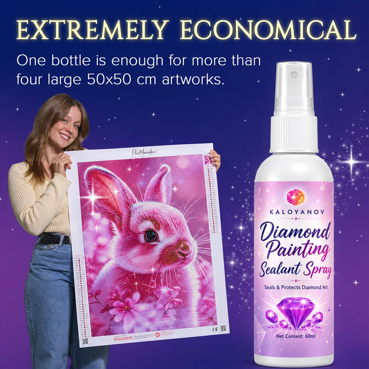KALOYANOV Diamond Painting Sealant Spray (60ml) for Diamond Art Accessories, Clear Waterproof Finish, Easy to Use, No Yellowing