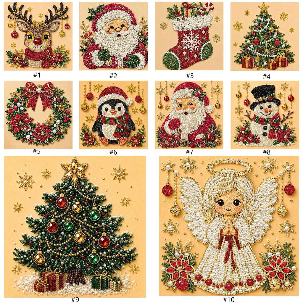Christmas Pearl Diamond Painting Art Kit With Frame 7.87x7.87in DIY Pearl Gem Paintings Picture Arts Craft for Home Wall Decor