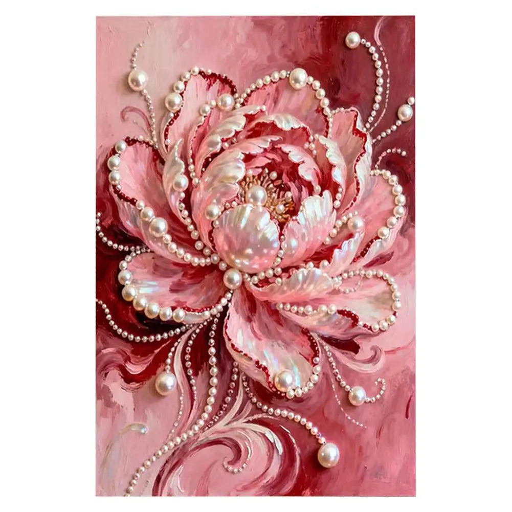 DIY Flower Pearl Diamond Art Kits for Adults/Beginners Gift Home Decor Art Pearl Gem Painting Picture 20*30CM Arts Craft