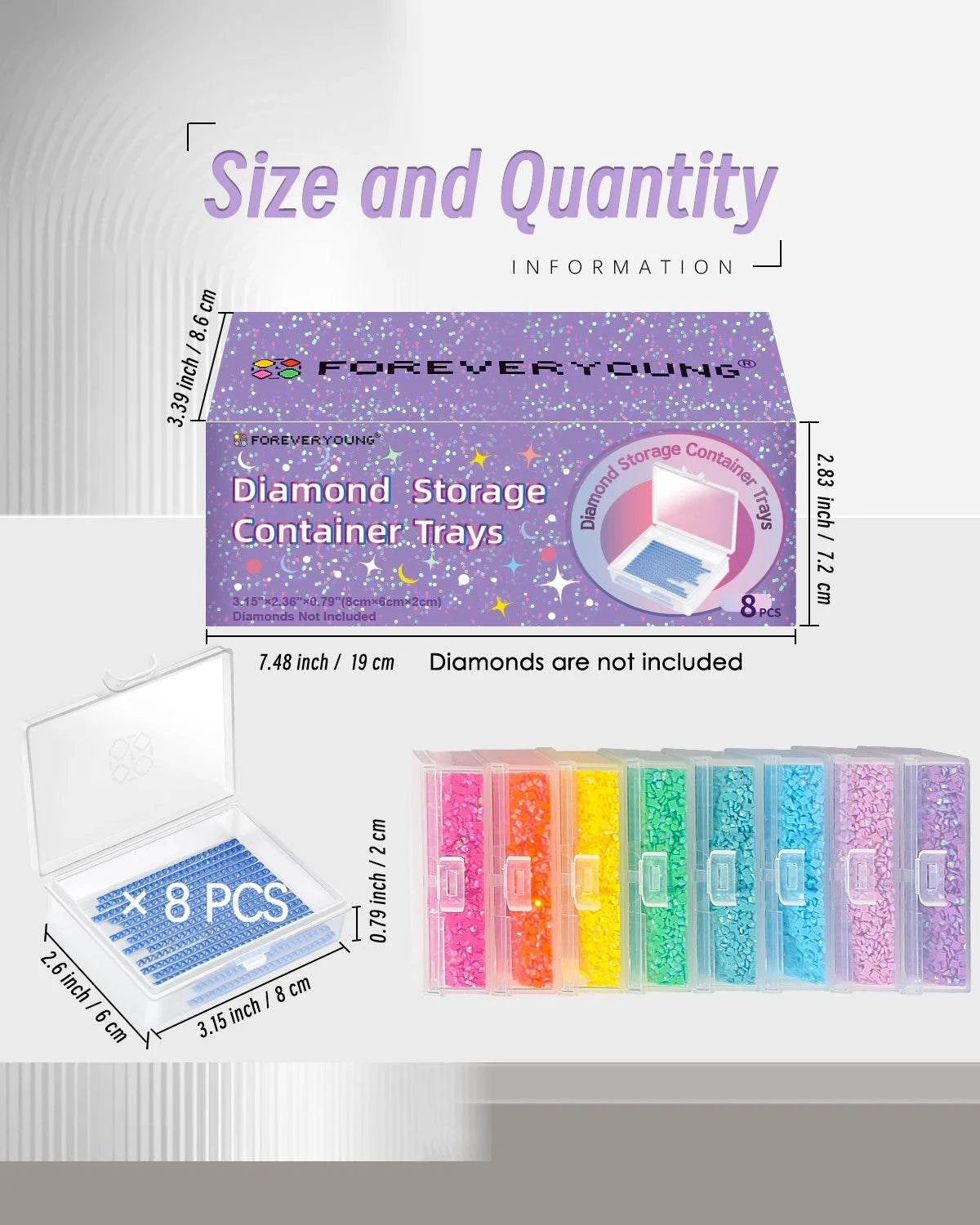 8pcs Diamond Painting Accessories Trays with Lids, Easy to Carry,2-in-1 Diamond Art Storage and Diamond Art Trays, Bead Storage