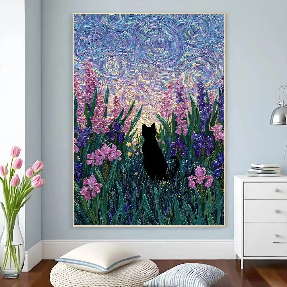 5D DIY Diamond Painting Kit Kawaii Cat Starry Night Water Lilies Art Full Drill Rhinestone Mosaic Wall Decor Craft Kit Home Gi