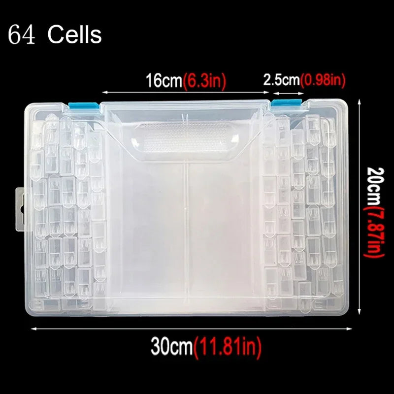 Diamond Painting Tools Sets with 64/56/42/28 Cells Plastic Storage Box Funnel Stickers etc Kit for Diamond Painting Embroidery