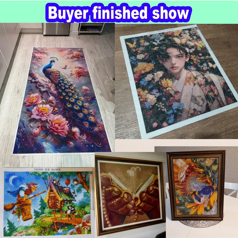 5D Diamond Painting Kit for Adults, White Peacock with Magnolia Full Drill Diamond Art, DIY Mosaic Cross Stitch, Home Decor Gift