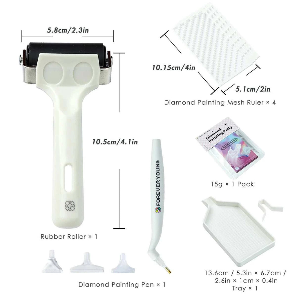 Diamond Painting Premium Tool Kit 2 Options - With/Without Roller, Diamond Art Tools Set for Adults Kids Beginner