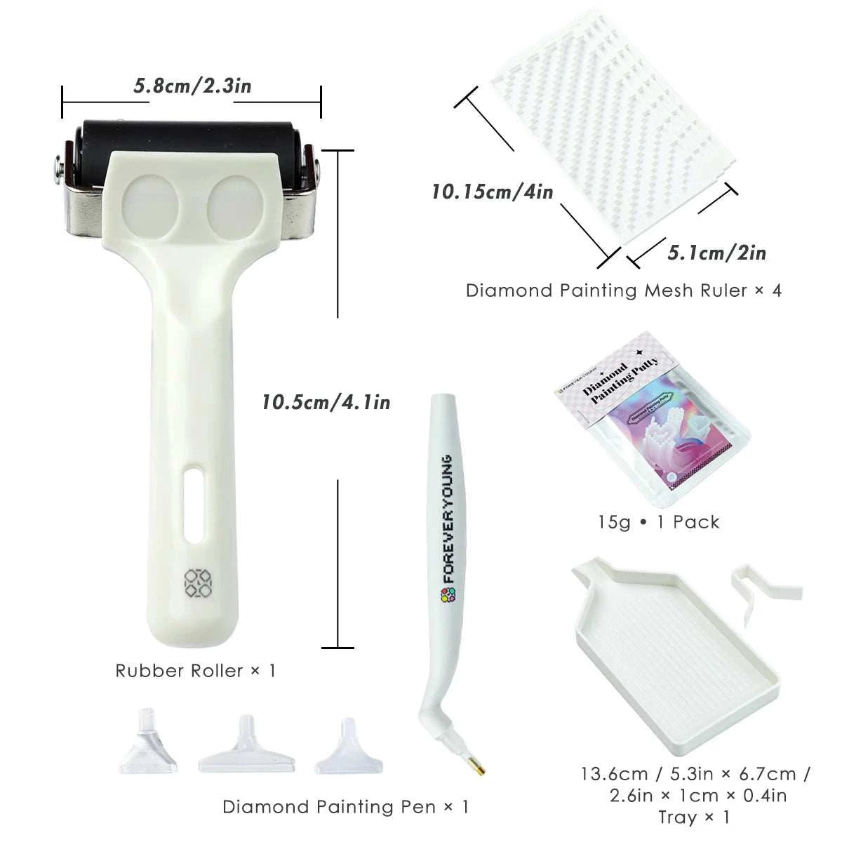 Diamond Painting Premium Tool Kit 2 Options - With/Without Roller, Diamond Art Tools Set for Adults Kids Beginner