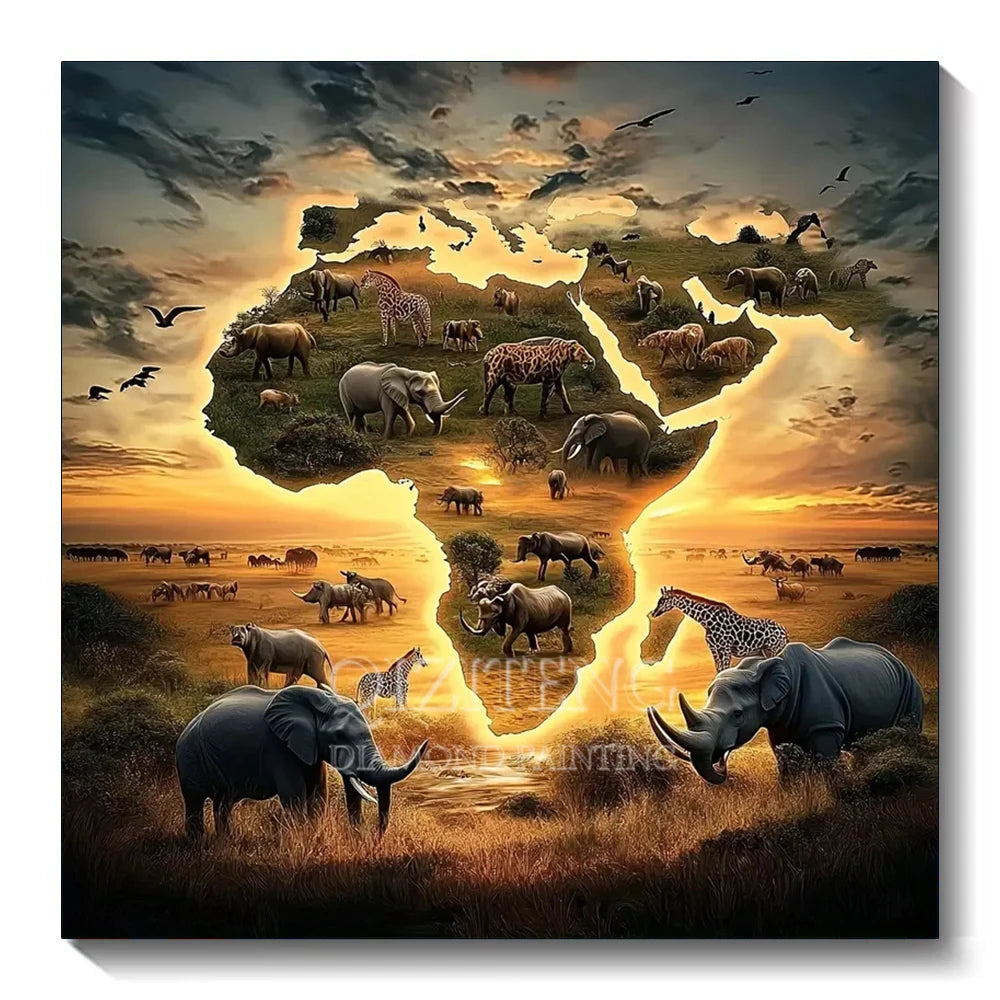 Diamond Painting Sunset Elephant Handmade 5D Diy Full Kits Diamond Mosaic Reflection Art Kit Handmade Home Decor New Arrivals