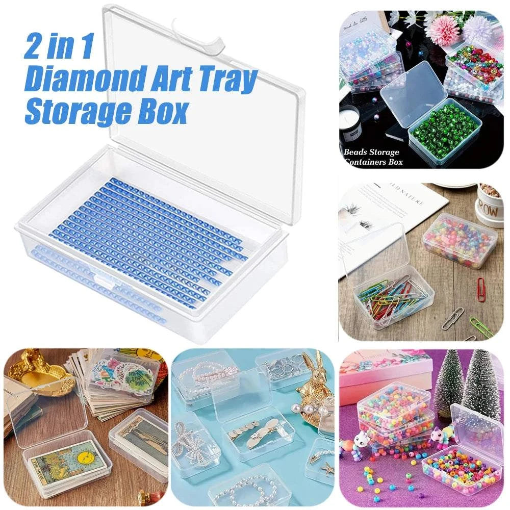2 in 1Diamond Art Tray Storage Box, Diamond Printing Tools Accessories, Desk organizer Box For DIY Crafts Accessories Jewelry Be